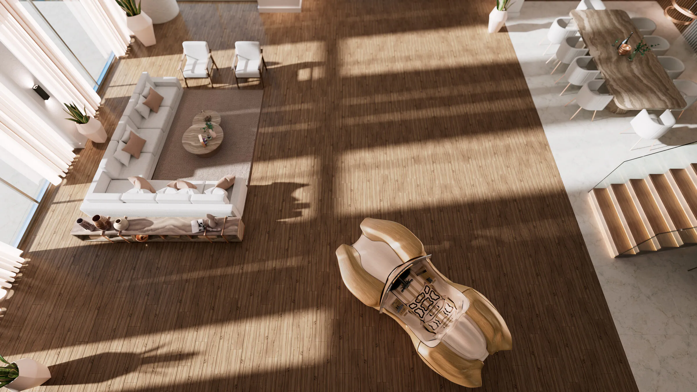 The Pitiusa Art Station seen from above, in a light-filled loft